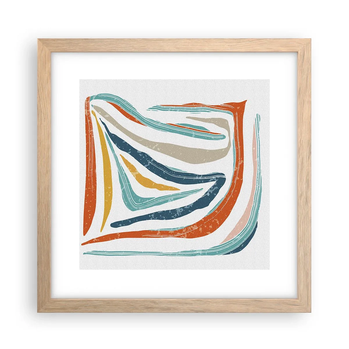 Plagát v ráme zo svetlého duba - Priateľsky usmievavá abstrakcia - 30x30 cm