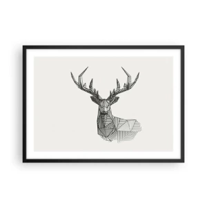 Plagát v čiernom ráme - Jeleň v kubistickom štýle - 70x50 cm