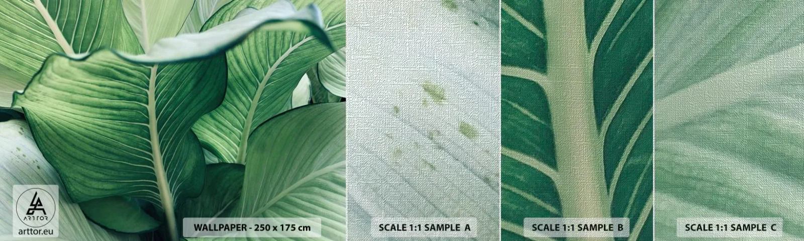 Vzorka fototapety Premium Canvas - Intenzívne zelený život - Listy, Exotické, Botanický - 100x30 cm