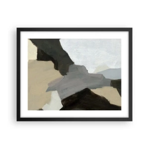 Plagát v čiernom ráme - Abstrakcia: križovatka šedej - 50x40 cm