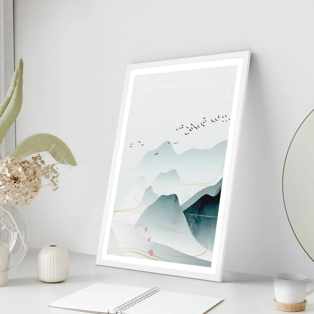 Plagát v bielom ráme - Cez vrcholy - 70x100 cm