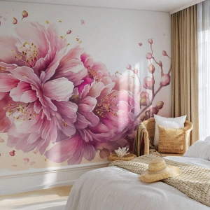 Fototapeta Premium Canvas - Kvet kvitnúcej čerešne - Kvitnúce, Kvetina, Akvarel - 450x315 cm