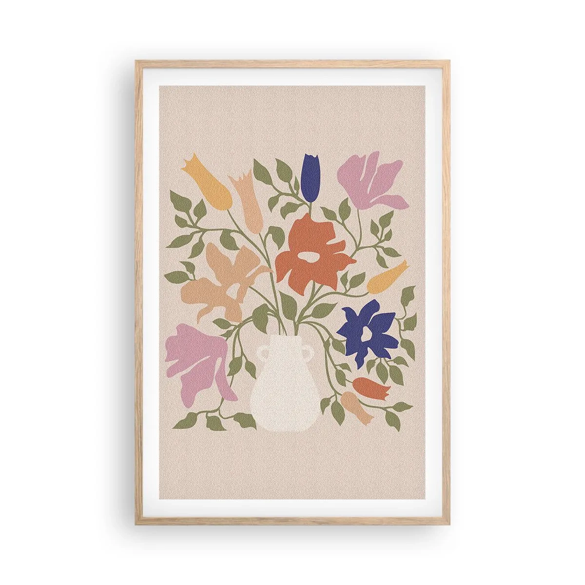Plagát v ráme zo svetlého duba - Jemná kytica - 61x91 cm