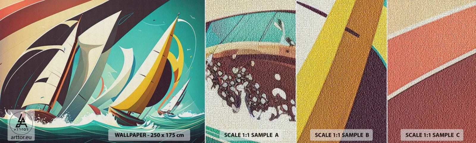 Vzorka fototapety Premium Canvas - Ako vychádzať so živlami - Plachetnice, Regata, More - 100x30 cm