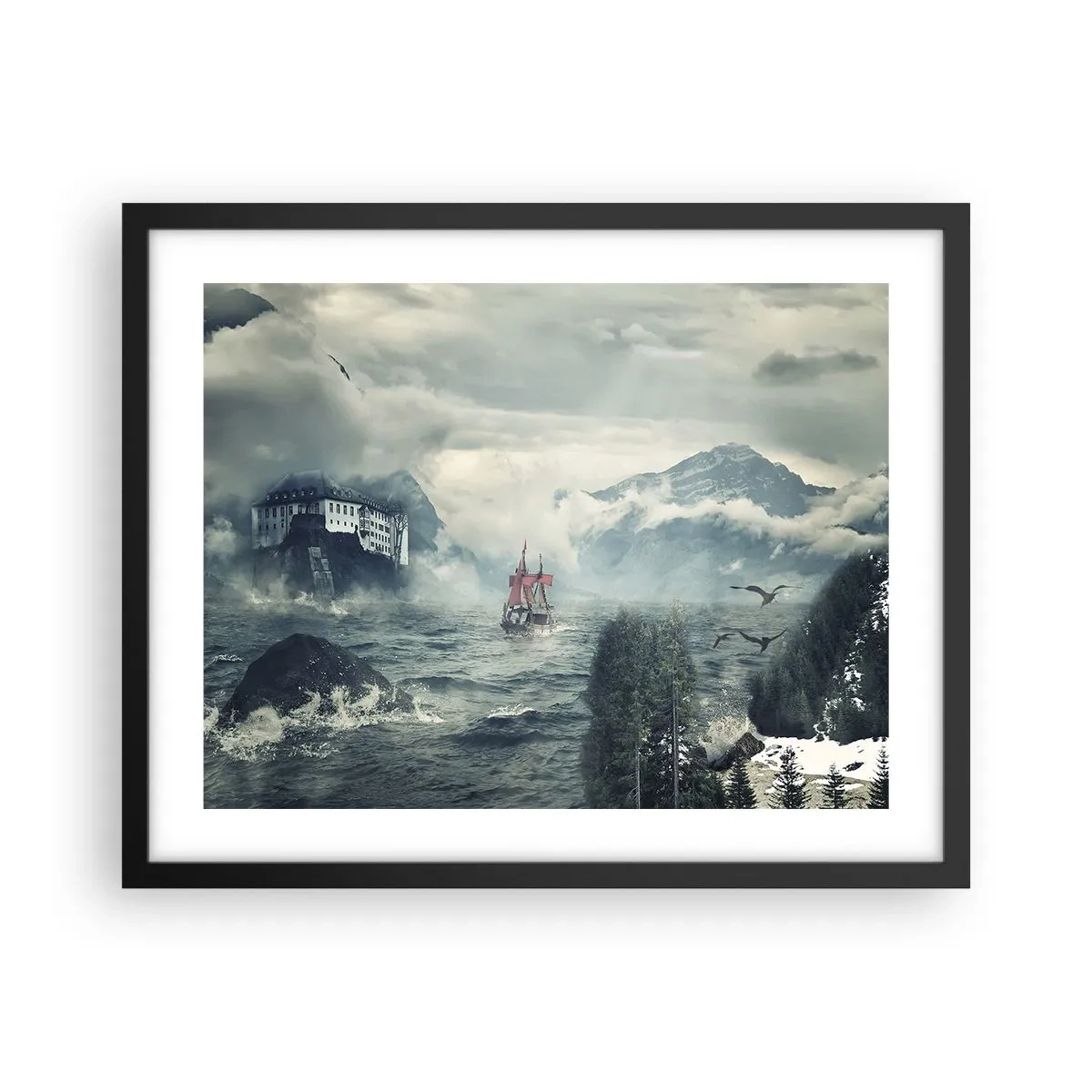 Plagát v čiernom ráme - V kúzelných vodách - 50x40 cm