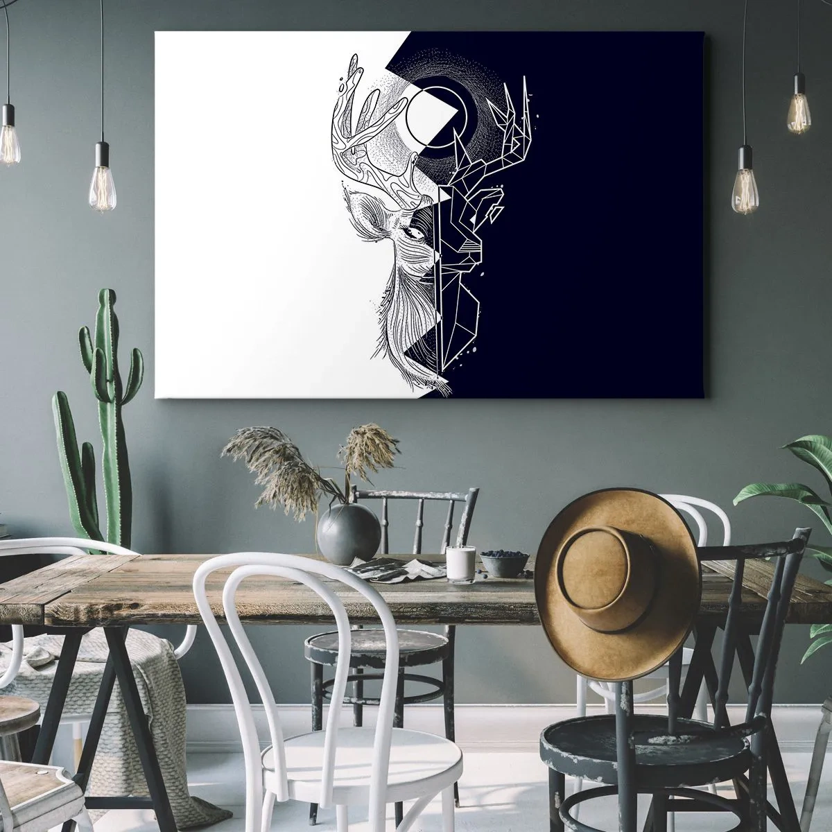 Obraz na plátne - Geometria a príroda v symbolickej kompozícii - 70x50cm - Boj a jednota opakov - Moderná nástenná dekorácia do obývacej izby a spálne ARTTOR