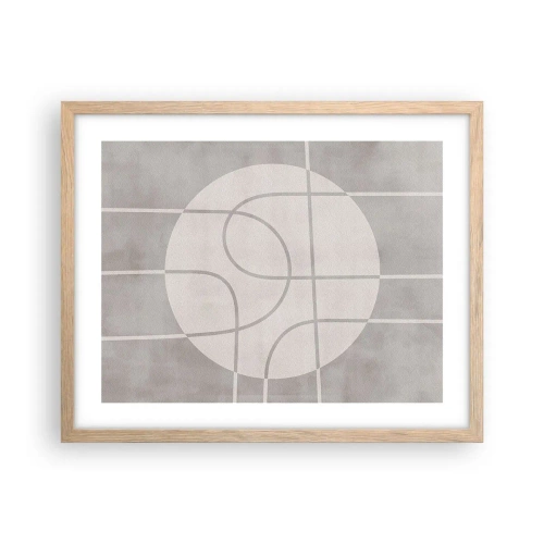 Plagát v ráme zo svetlého duba - Kruhovo a priamo - 50x40 cm