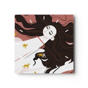 Nástenné hodiny - Sen o zlatom koni - 30x30 cm