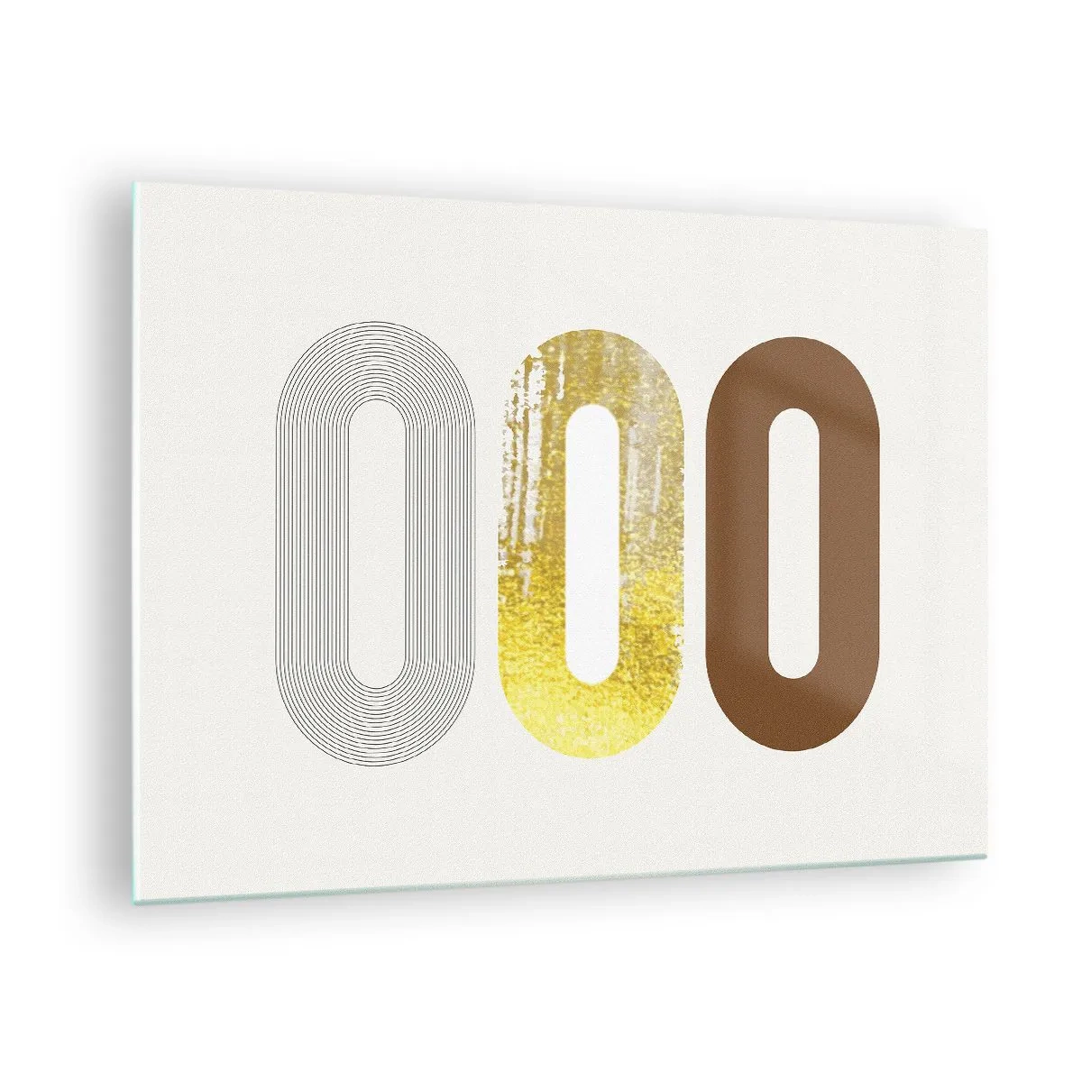 Obraz na skle - Moderná geometrická grafika v zlatej a bronzovej farbe - 70x50cm - Ooo! - Moderná nástenná dekorácia do obývacej izby a spálne ARTTOR