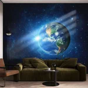 Fototapeta Standard Eco - Pohľad na Zem z vesmíru na pozadí hviezd - 100x70cm - Sme v nebi - Moderná nástenná dekorácia do obývacej izby a spálne ARTTOR