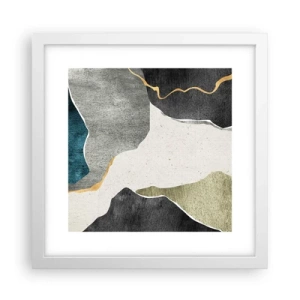 Plagát v bielom ráme - Mozaiková kompozícia so zlatou niťou - 30x30 cm