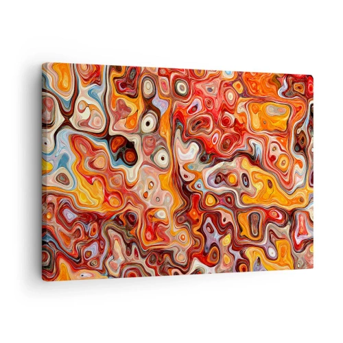 Obraz na plátne - Abstraktná kompozícia v teplých odtieňoch červenej, oranžovej a žltej. - 70x50cm - Keby sa orechy rozpúšťali v mede - Moderná nástenná dekorácia do obývacej izby a spálne ARTTOR