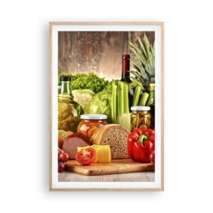 Plagát v ráme zo svetlého duba - Údené, pečené, marinované - 61x91 cm