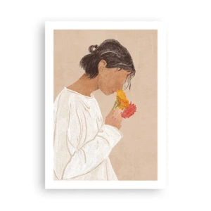 Plagát - Dievča a kvety - 50x70 cm