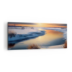 Obraz na plátne - Zimný západ slnka - 120x50 cm