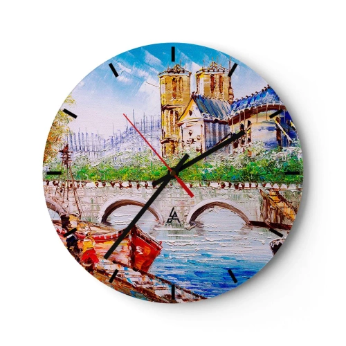 Nástenné hodiny - Most a katedrála v maliarskom štýle - 30x30cm - Ich čas nikdy neskončí - Moderná nástenná dekorácia do obývacej izby, kuchyne a spálne ARTTOR