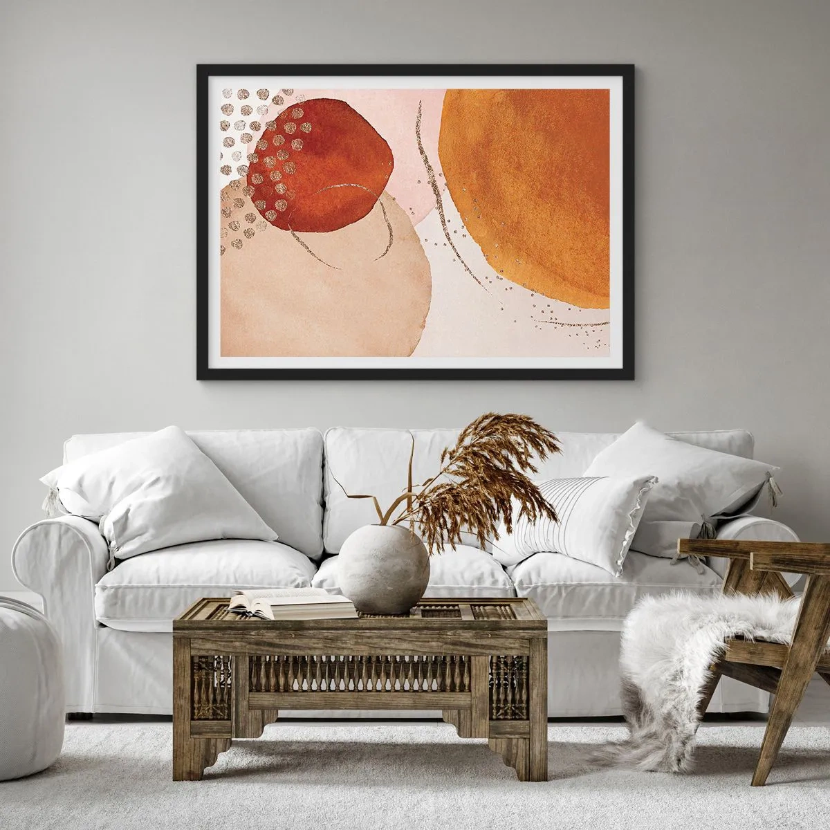 Plagát v čiernom ráme - Zaoblenie a pohyb - 91x61 cm