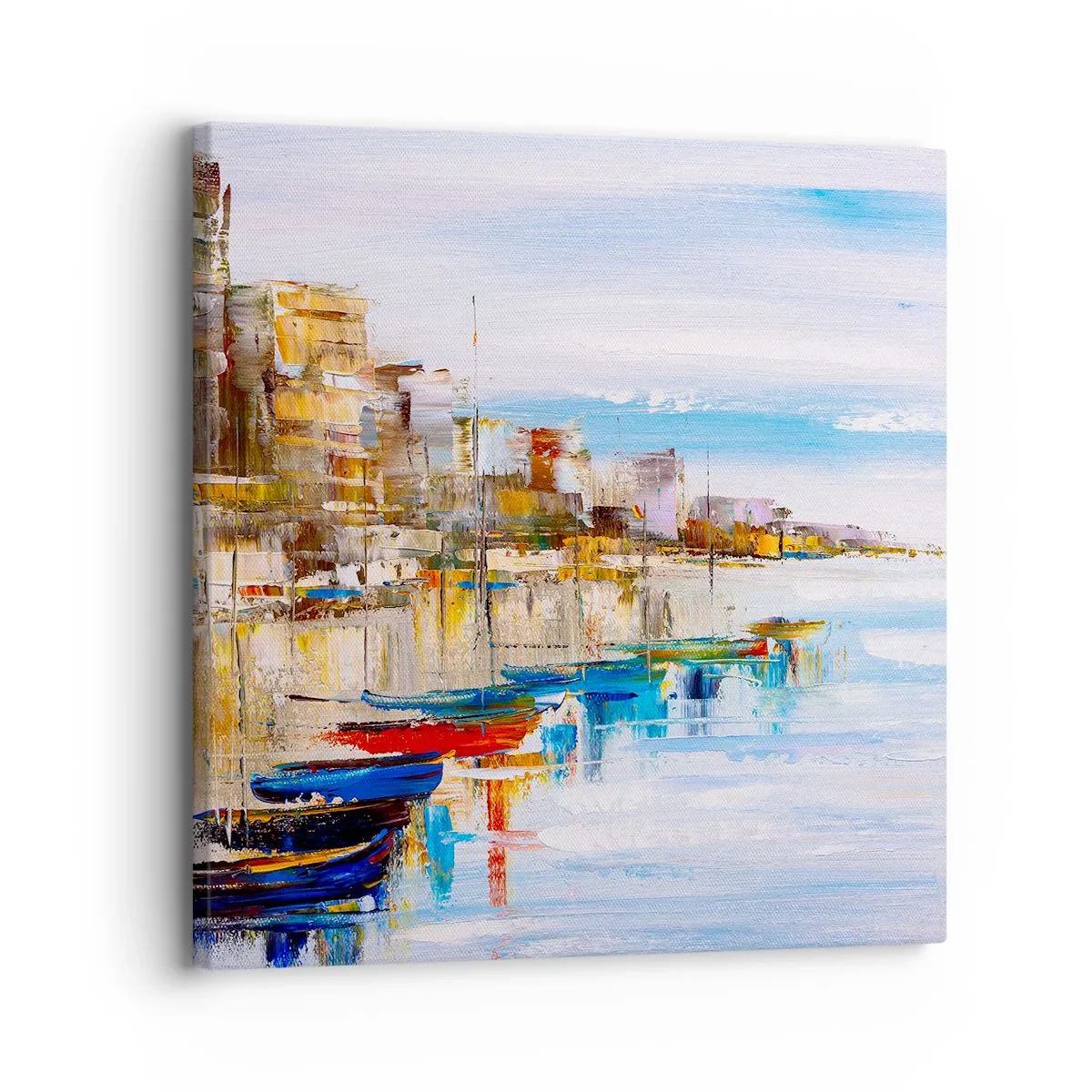 Obraz na plátne - Viacfarebný mestský prístav - 30x30 cm