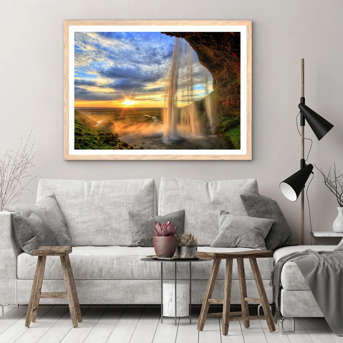 Plagát v ráme zo svetlého duba - Svet za závojom kvapiek  - 70x50 cm