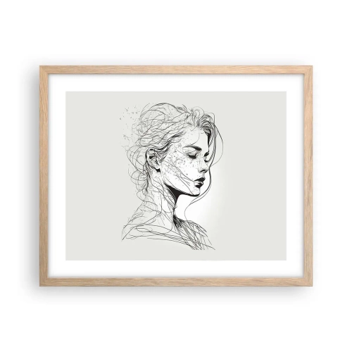 Plagát v ráme zo svetlého duba - Portrét v zamyslení - 50x40 cm