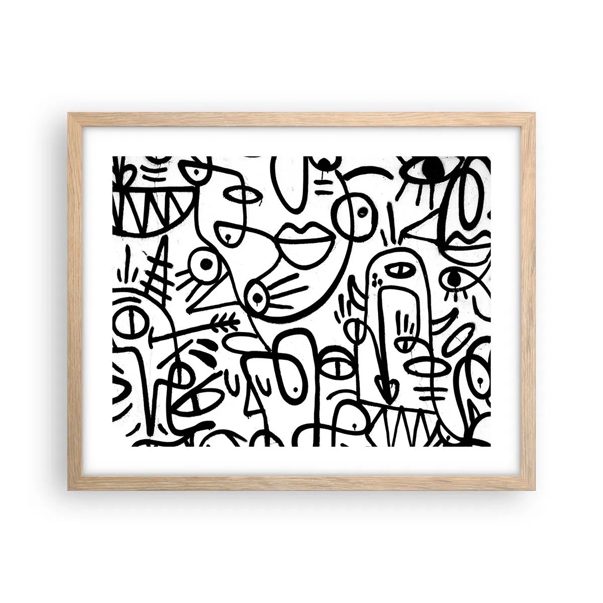 Plagát v ráme zo svetlého duba - Tváre a preludy - 50x40 cm