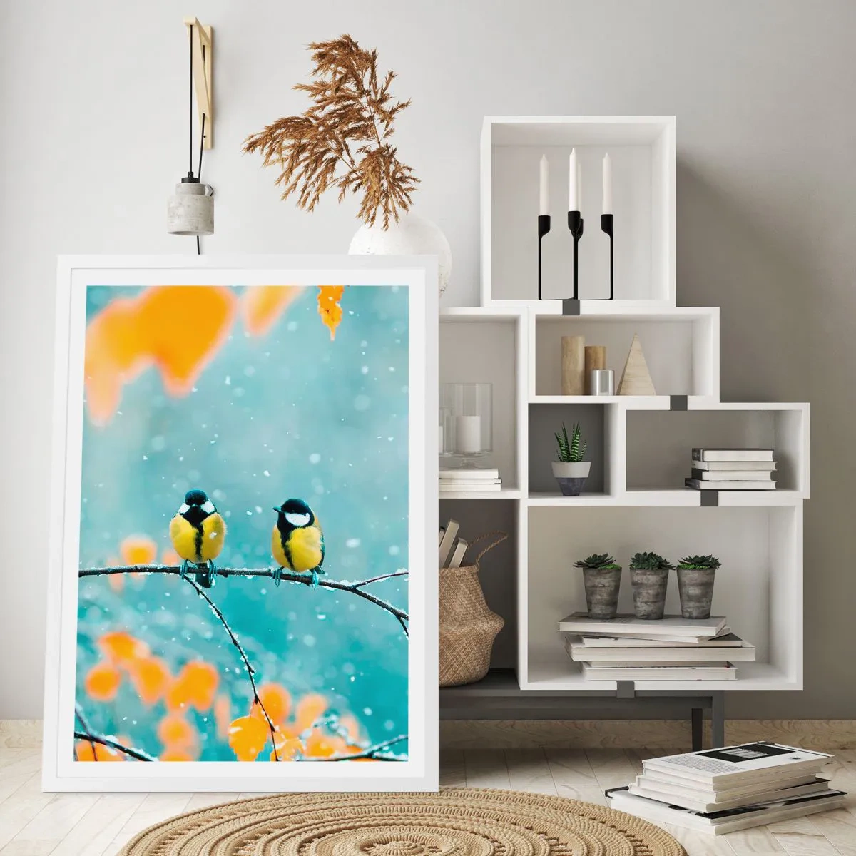 Plagát v bielom ráme - Vtáčie klebety - 30x40 cm
