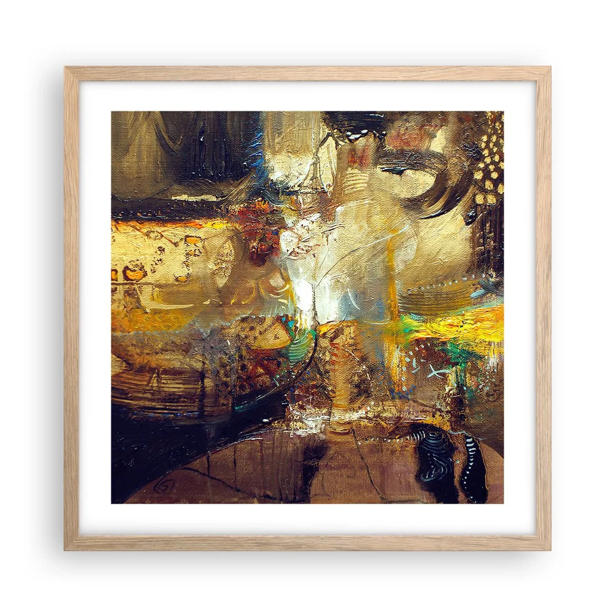 Plagát v ráme zo svetlého duba - Zima, teplejšie, horúco - 50x50 cm