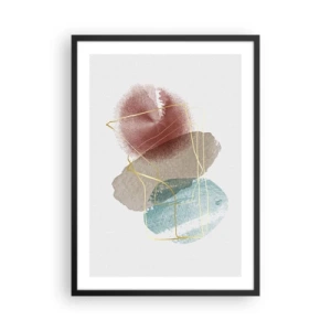 Plagát v čiernom ráme - Abstraktná kompozícia v pastelových farbách - 50x70cm - Korálky priestoru - Moderná nástenná dekorácia do obývacej izby a spálne ARTTOR
