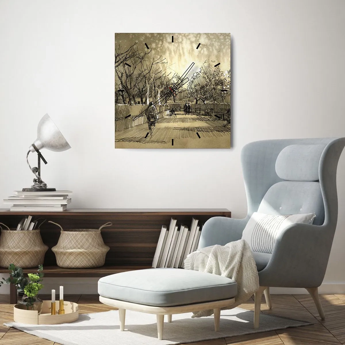 Nástenné hodiny - Pierkom zastavený okamih - 40x40 cm