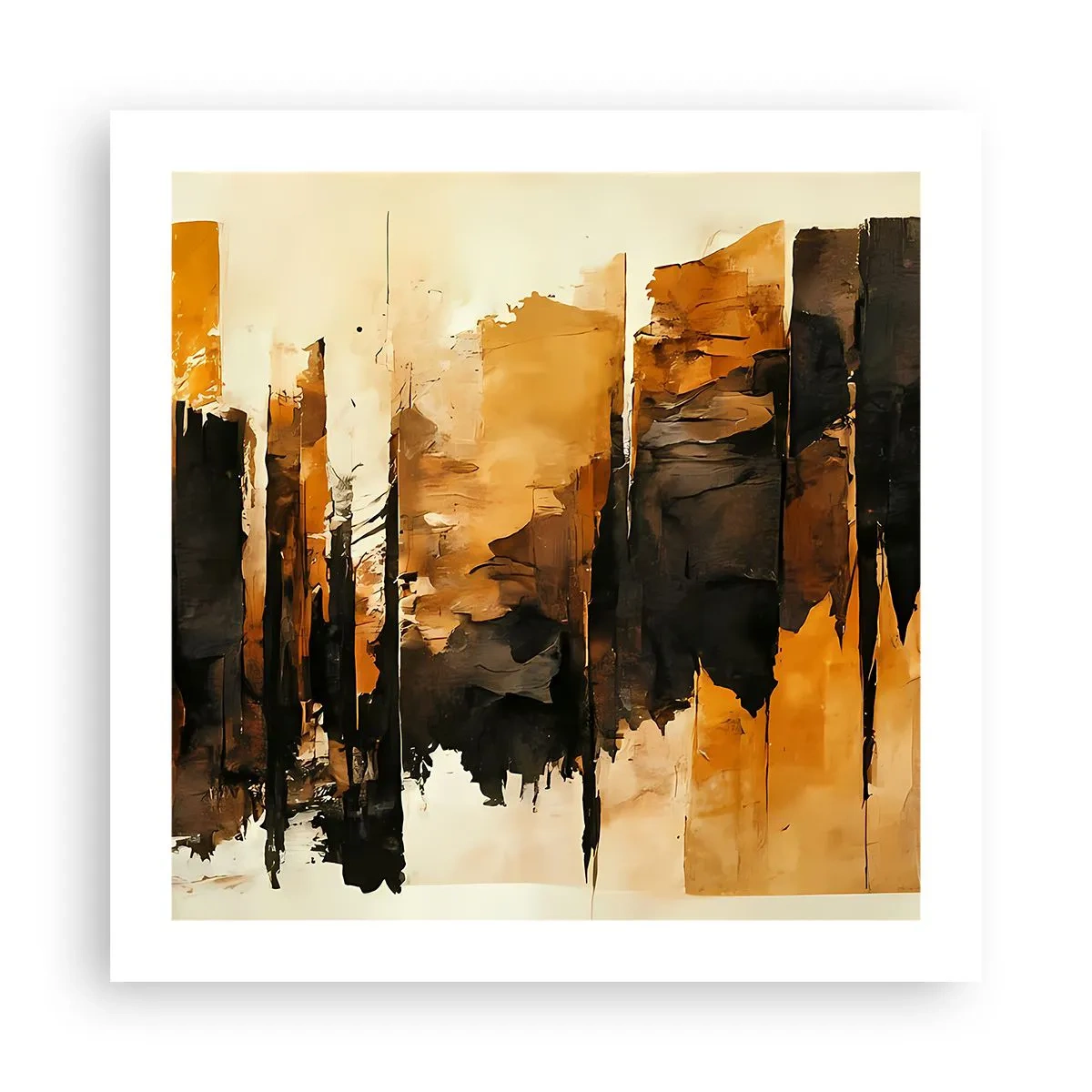 Plagát - Harmónia čiernej a zlatej - 50x50 cm