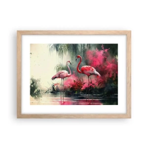 Plagát v ráme zo svetlého duba - Hodiny prírodného kúzla - 40x30 cm