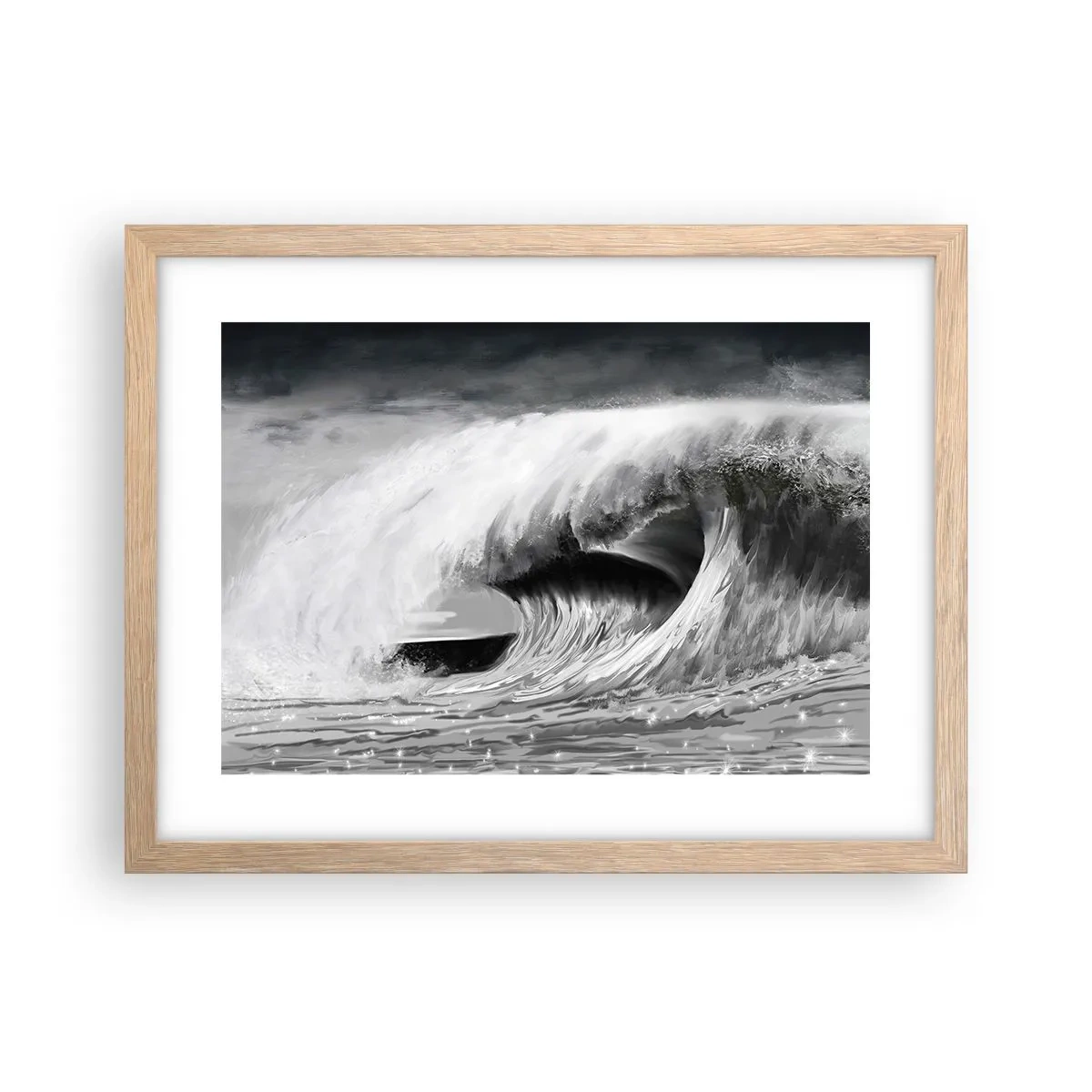 Plagát v ráme zo svetlého duba - Hnev oceánu - 40x30 cm