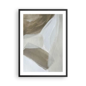 Plagát v čiernom ráme - Minimalistická abstrakcia v béžových odtieňoch - 50x70cm - Vlna bielej - Moderná nástenná dekorácia do obývacej izby a spálne ARTTOR