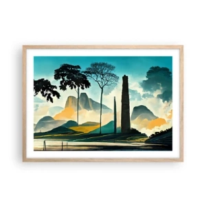 Plagát v ráme zo svetlého duba - Vyššie a vyššie - 70x50 cm