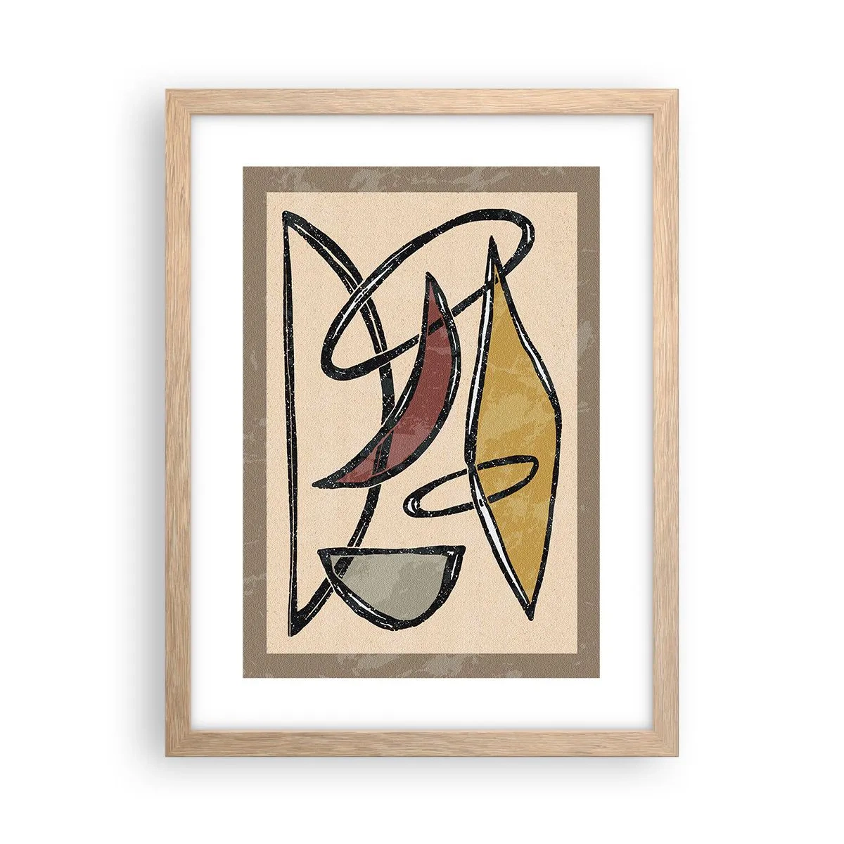 Plagát v ráme zo svetlého duba - Kompozícia – oblúky a ovály - 30x40 cm