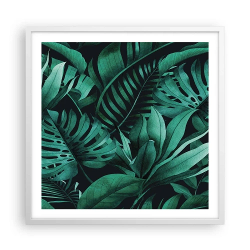 Plagát v bielom ráme - Hĺbka tropickej zelene - 60x60 cm