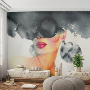 Fototapeta Premium Sand - Tajomstvo elegancie - Ženská tvár, Žena, Klobúk - 100x70 cm