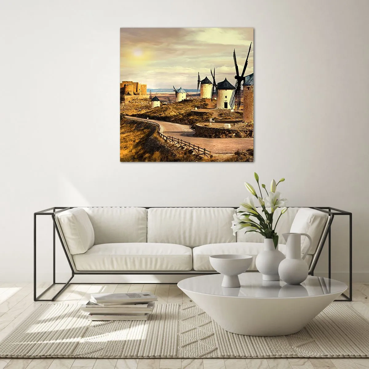 Obraz na skle - Čoskoro sa objaví Don Quijote - 70x70 cm