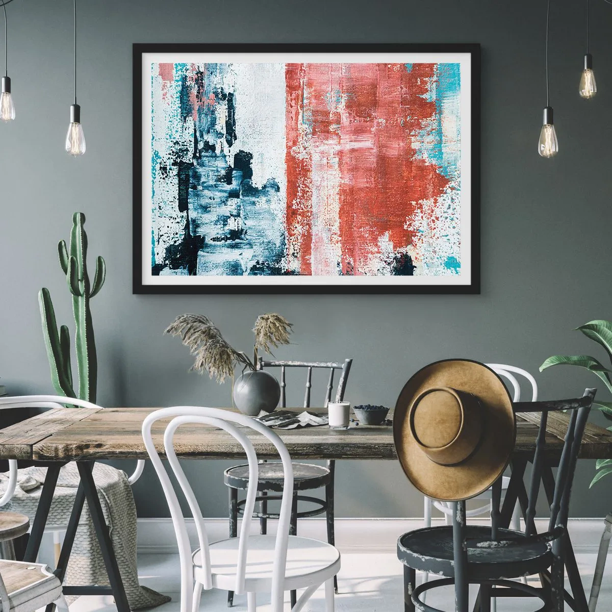 Plagát v čiernom ráme - Abstraktné pol na pol - 91x61 cm