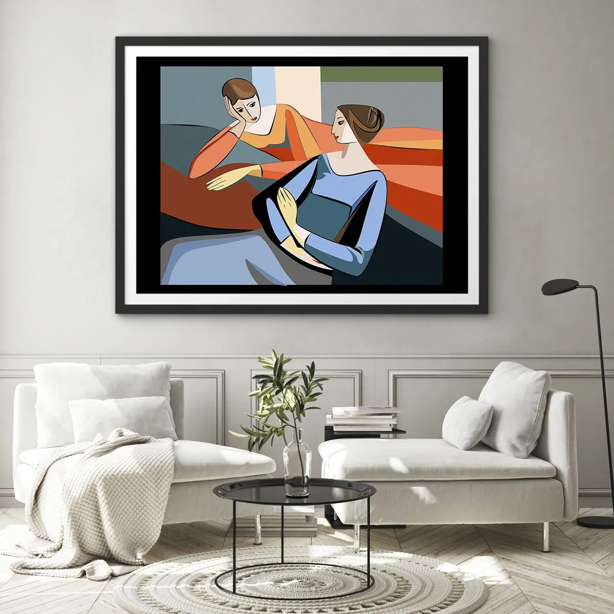 Plagát v čiernom ráme - Dôverná chvíľa - 100x70 cm