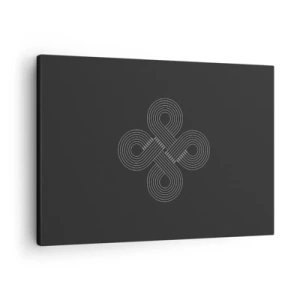 Obraz na plátne - Keltský vzor v minimalistickom štýle na čiernom pozadí - 70x50cm - V keltskom duchu - Moderná nástenná dekorácia do obývacej izby a spálne ARTTOR