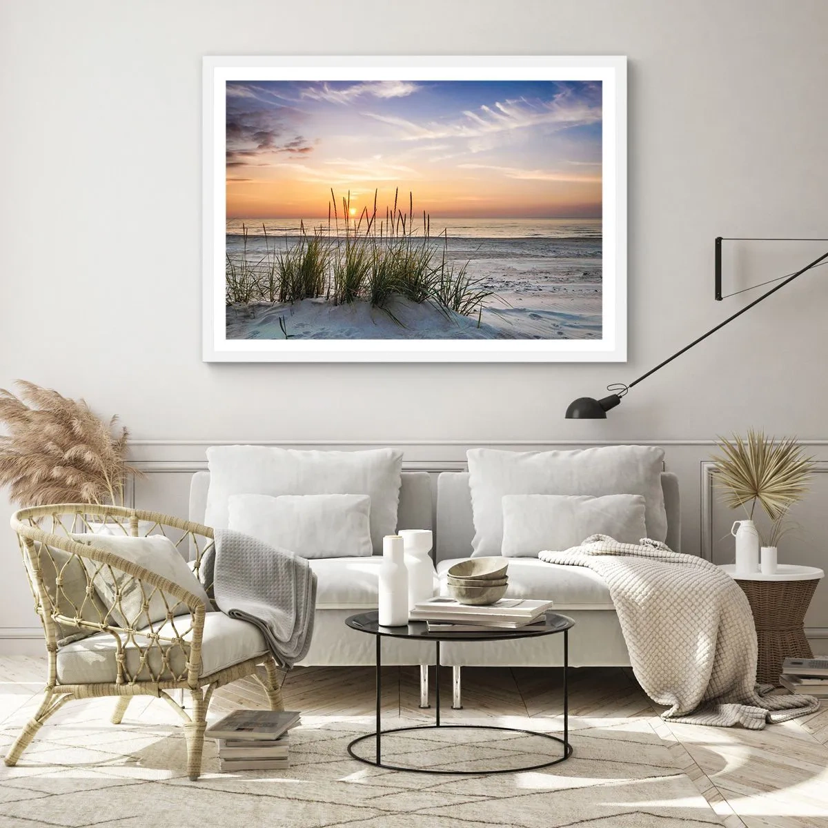 Plagát v bielom ráme - Pozri sa, predstav si a pociť - 40x30 cm