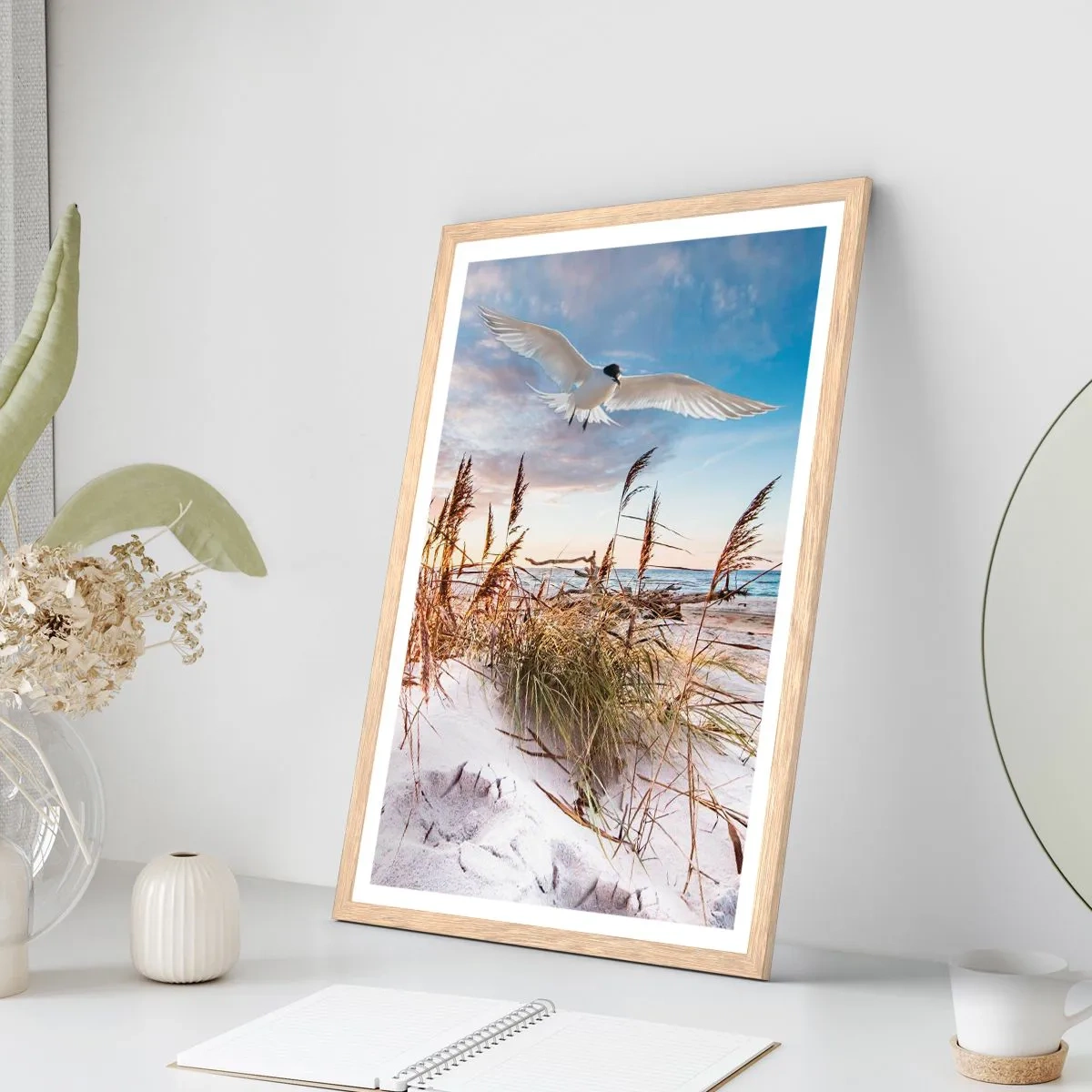 Plagát v ráme zo svetlého duba - Vietor od mora - 61x91 cm