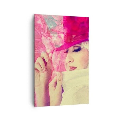 Obraz na plátne - Retro portrét v ružovej hmle - 80x120 cm