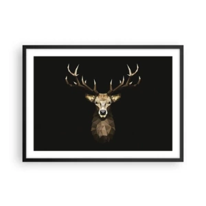 Plagát v čiernom ráme - Kubistický jeleň - 70x50 cm