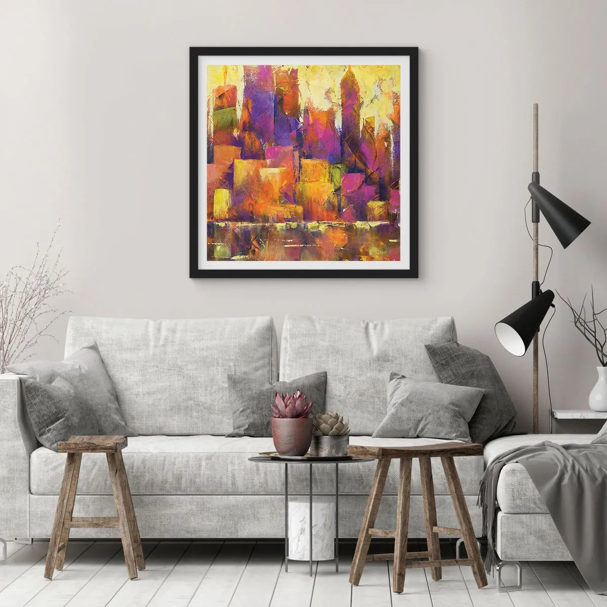 Plagát v čiernom ráme - Metropolitná kompozícia - 60x60 cm