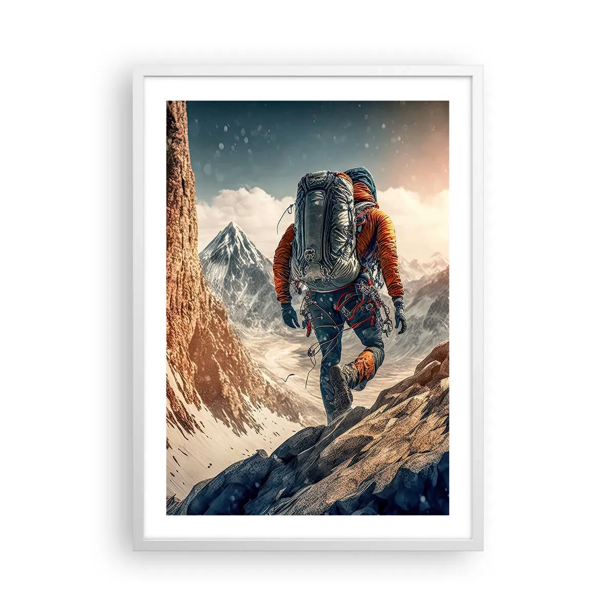 Plagát v bielom ráme - Osamelý bojovník - 50x70 cm