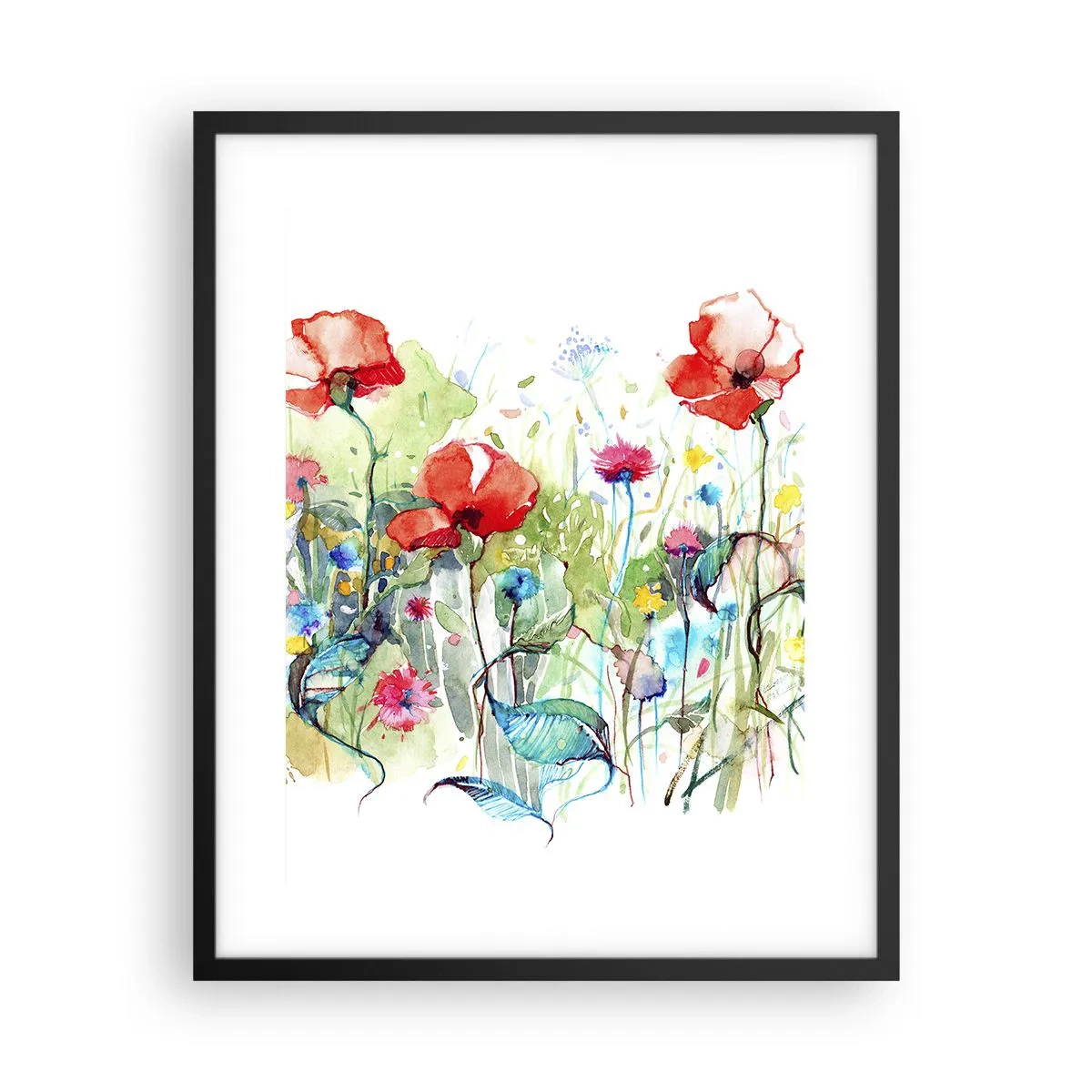 Plagát v čiernom ráme - Kvitnúca lúka v máji - 40x50 cm