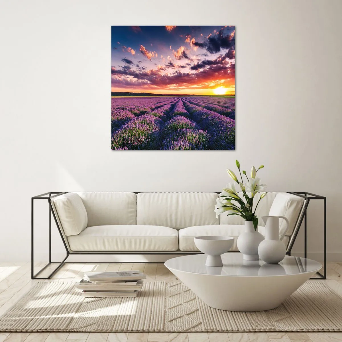 Obraz na skle - Levanduľový svet - 70x70 cm