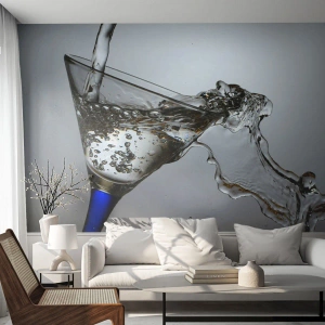 Fototapeta Premium Canvas - Krištáľová voda v krištáľovom skle - sklo, Koktail, Gastronómia - 300x210 cm